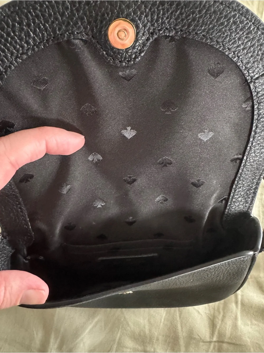 kate spade Black Pebbled Leather Crossbody with Gold Logo